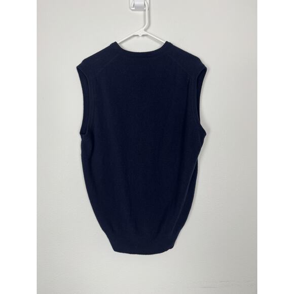Peter Scott Sweater Vest Mens Size 44 Navy Blue 100% Lambswool V Neck Scotland - Picture 3 of 8